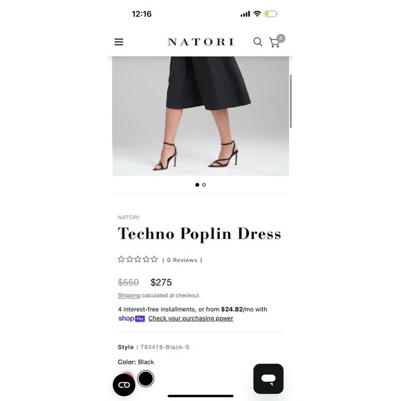 Natori Dress Womens Size Large Techno Poplin Dress Midi Black Chic Pockets - Picture 7 of 8